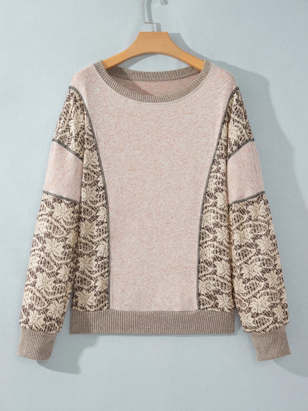 Floral Print Round Neck Long Sleeve Shift Top - Lilixa.store