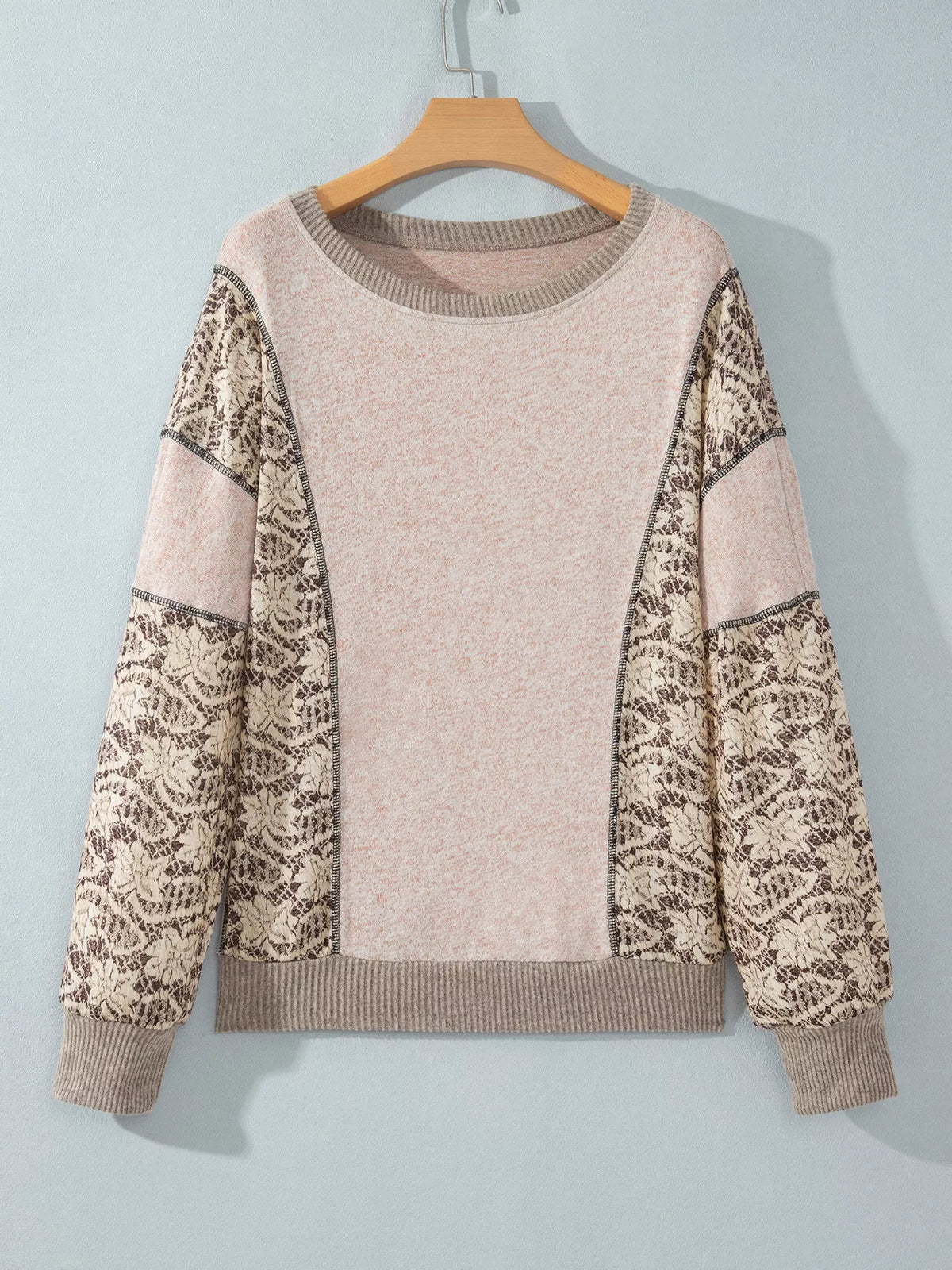 Floral Print Round Neck Long Sleeve Shift Top - Lilixa.store