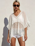 Lace Trim Flowy Cover-Up - Lilixa.store
