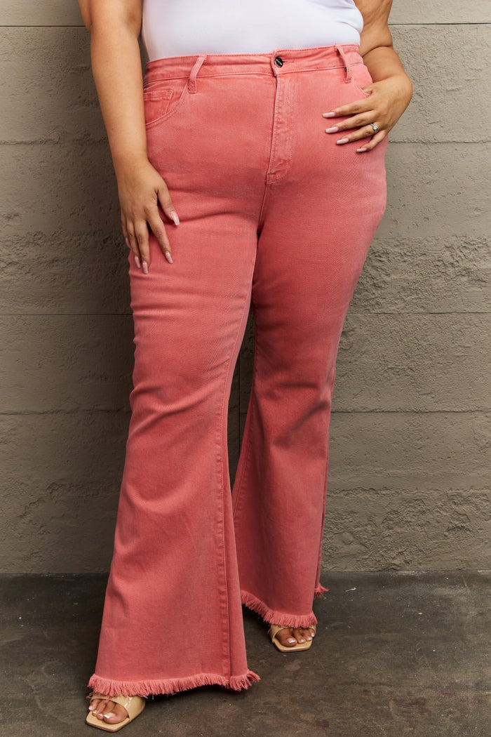 RISEN Bailey Full Size High Waist Side Slit Flare Jeans - Lilixa.store