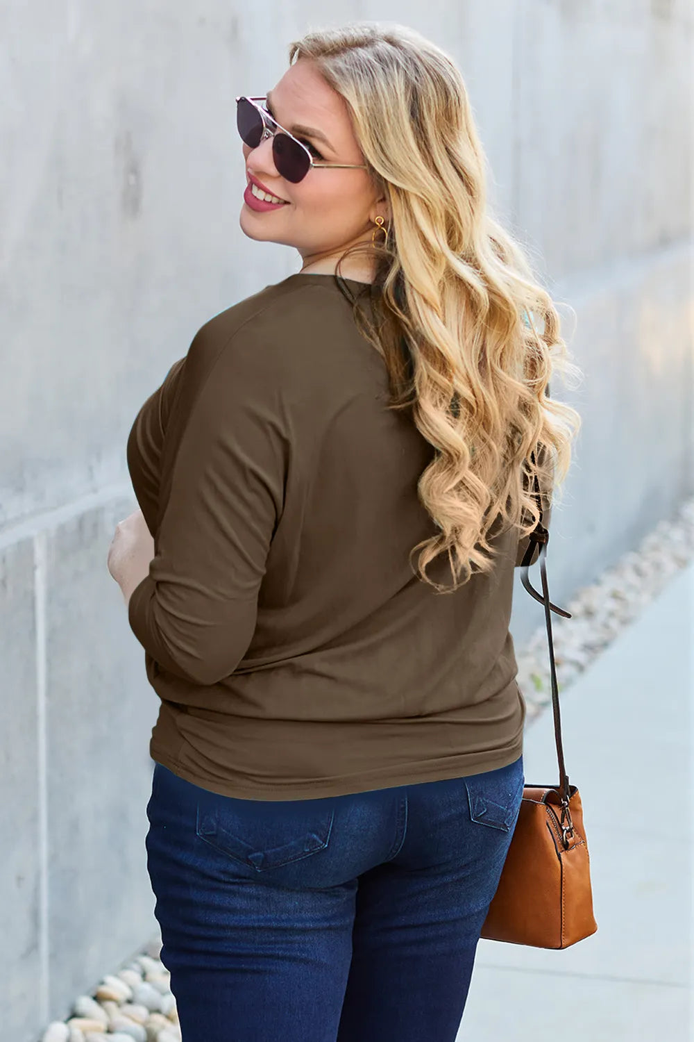 Basic Bae Full Size Round Neck Batwing Sleeve Top - Lilixa.store