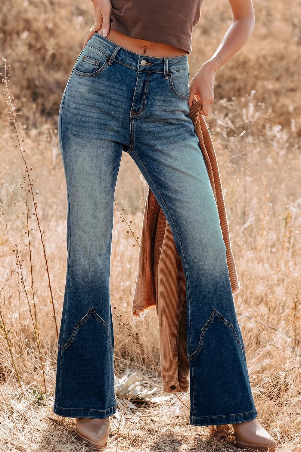 Pocket Detail Flare Leg Jeans - Lilixa.store