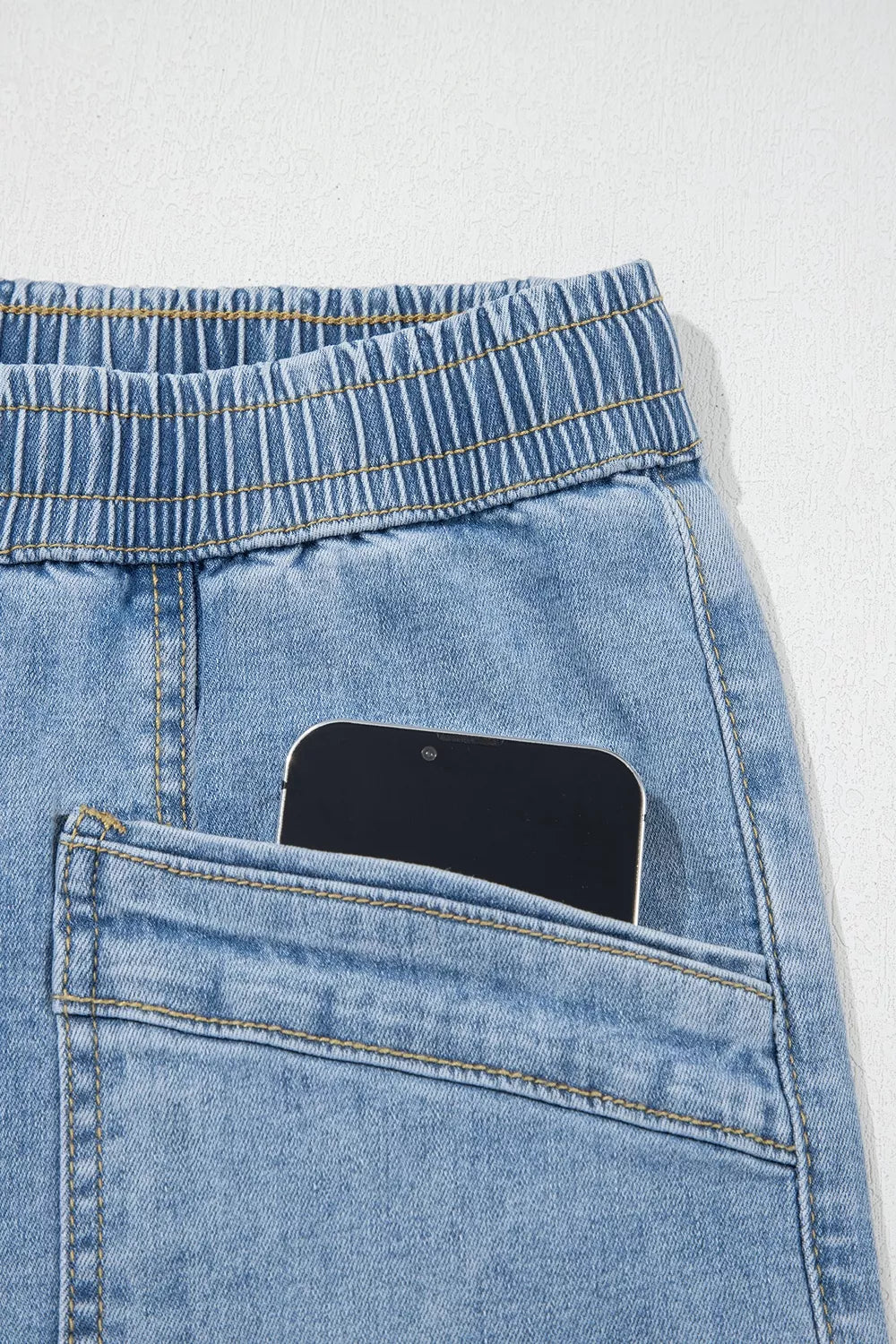 Drawstring Waist Wide Leg Ankle Length Jeans - Lilixa.store