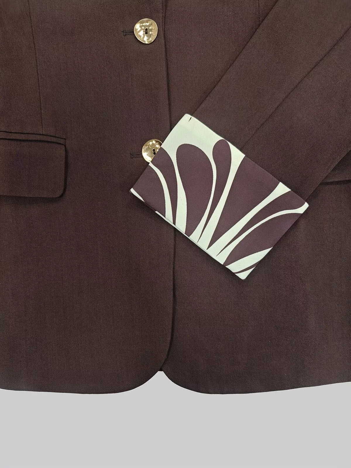 Lapel Collar Blazer and Wide Leg Pants Set