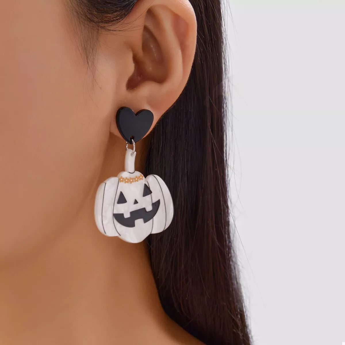 Halloween Pumpkin Heart Drop Earrings - Lilixa.store