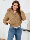 Pocketed Long Sleeve Cropped Hooded Winter Coat - Lilixa.store