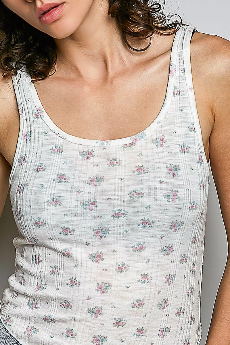 POL All Over Floral Ribbed Tank - Lilixa.store