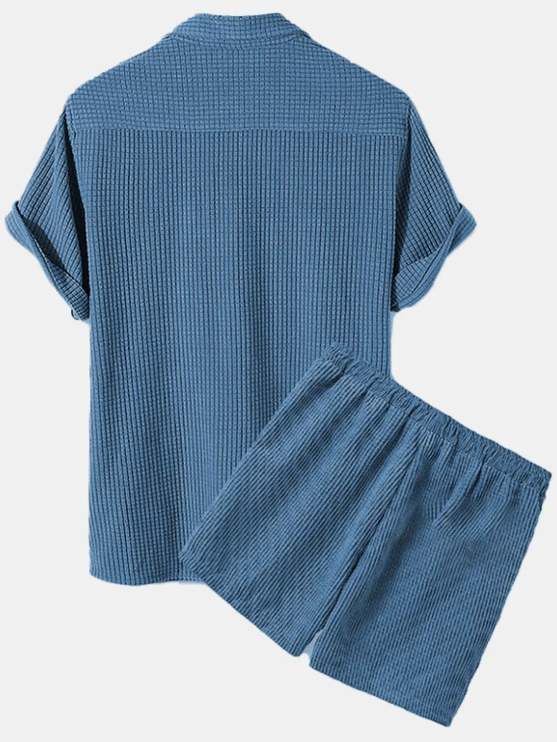 Men's Full Size Button Detail Short Sleeve Top and Shorts Set Plus Size, view 2