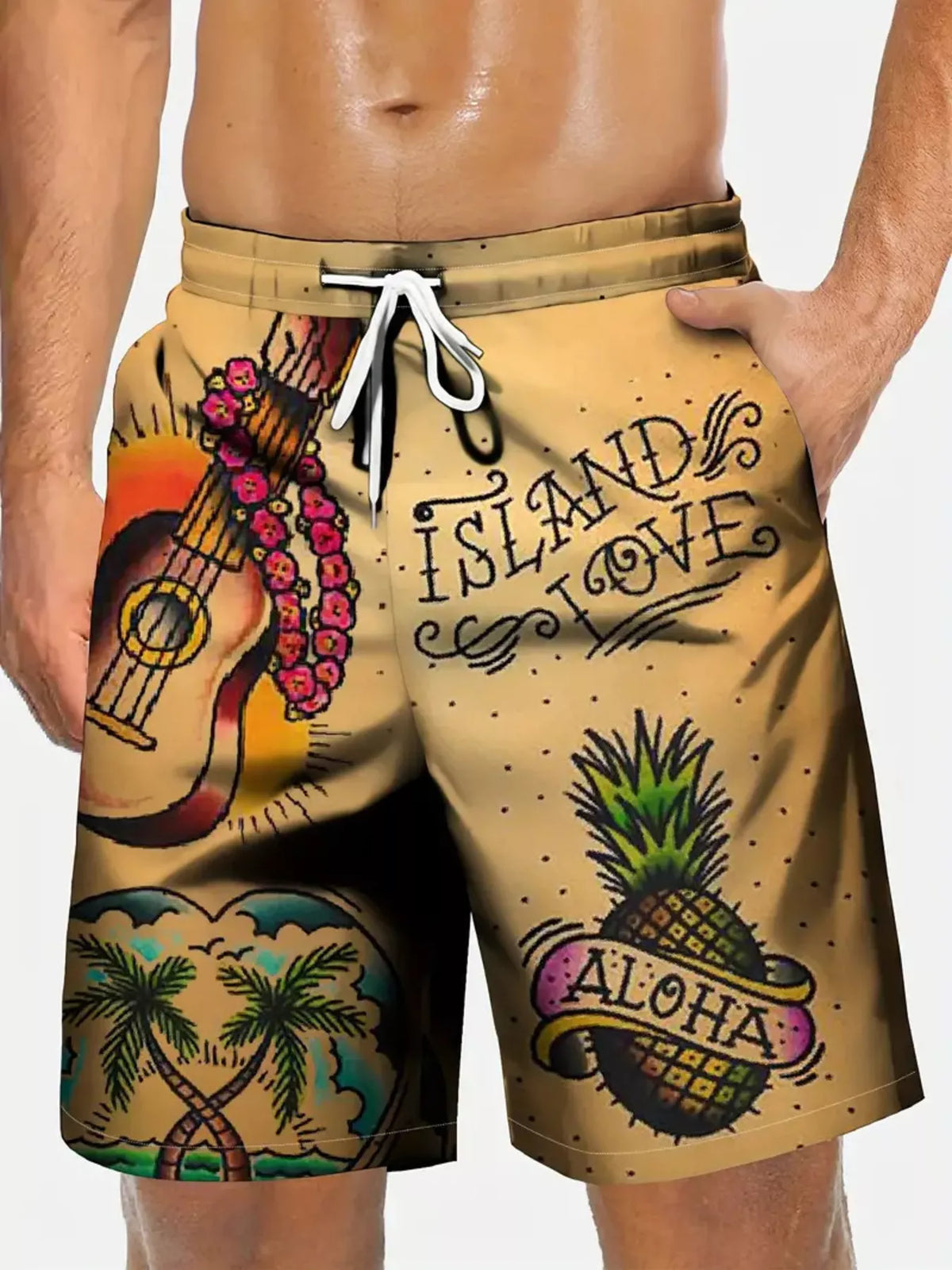 Men's Full Size Drawstring Pocketed Shorts Plus Size - Lilixa.store