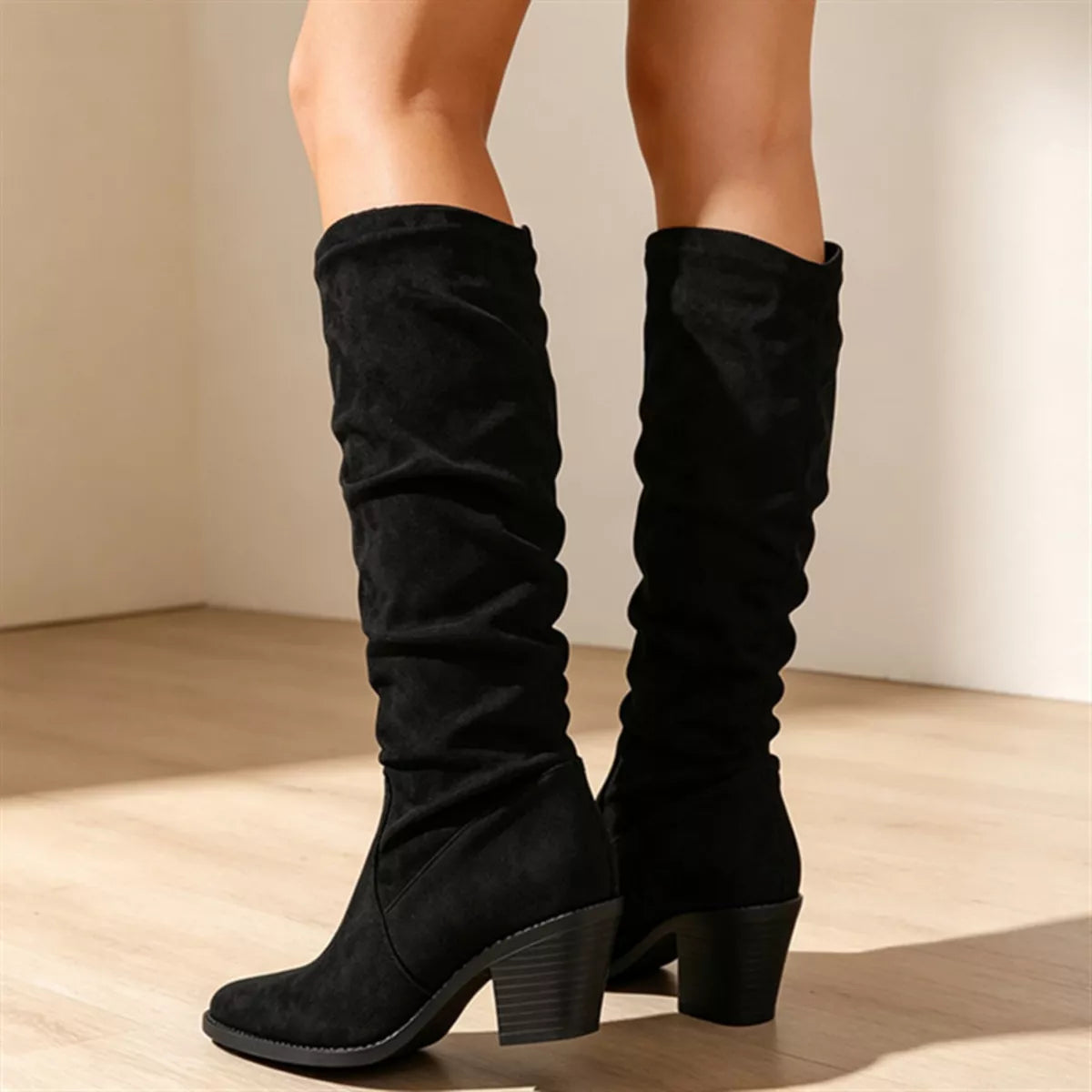 Point Toe Block Heels Boots - Lilixa.store