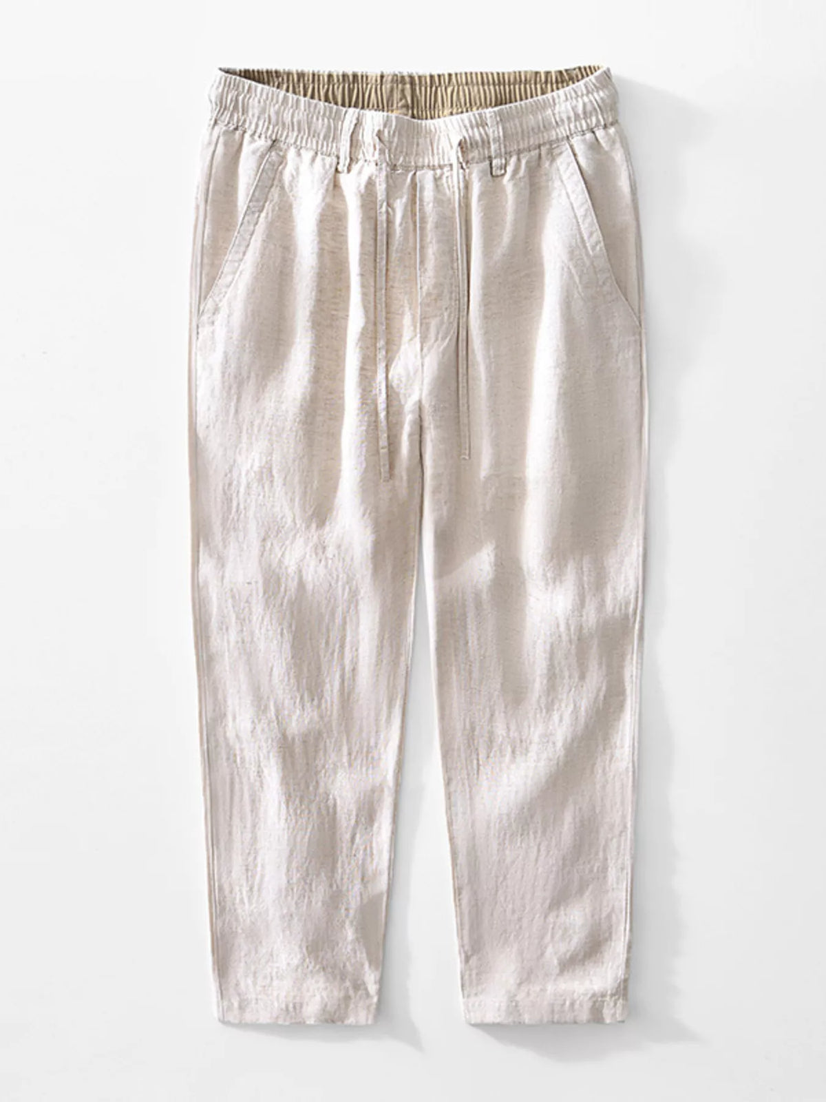 Men's Plus Size Casual Elastic Waist Drawstring Pants in Eggshell