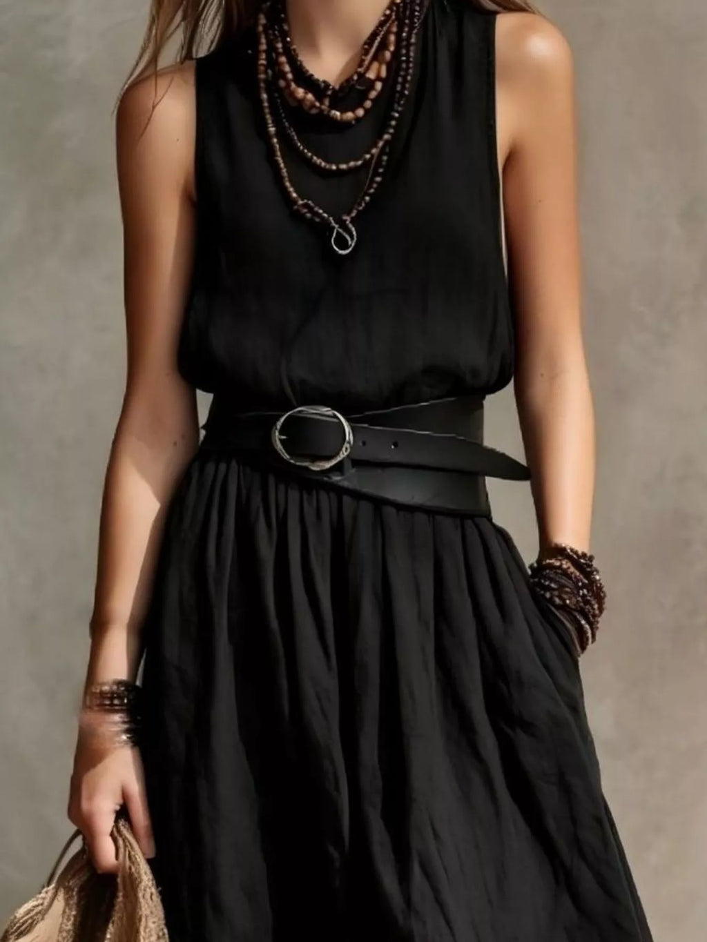 Full Size Round Neck Sleeveless Maxi Dress Plus Size - Lilixa.store