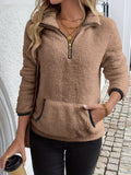 Full Size Cozy Fleece Quarter Zip Long Sleeve Sweatshirt Plus Size - Lilixa.store