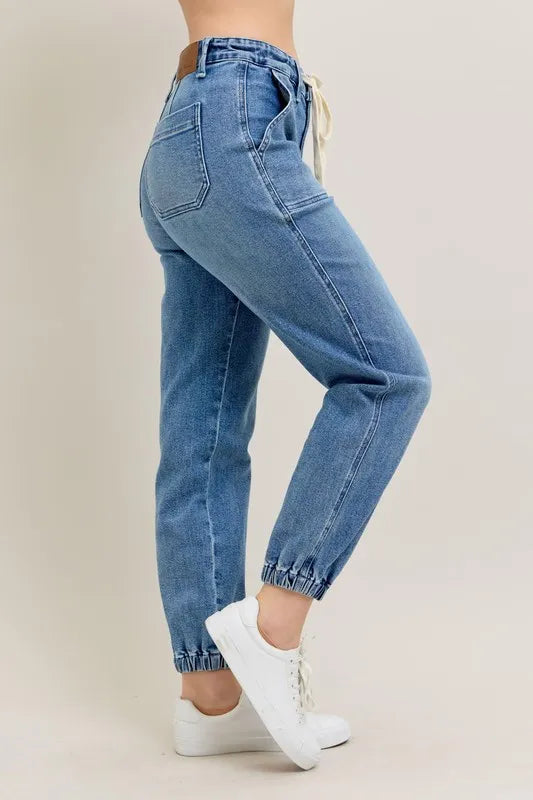 Judy Blue Full Size High Waist Denim Jogger Plus Size - Lilixa.store