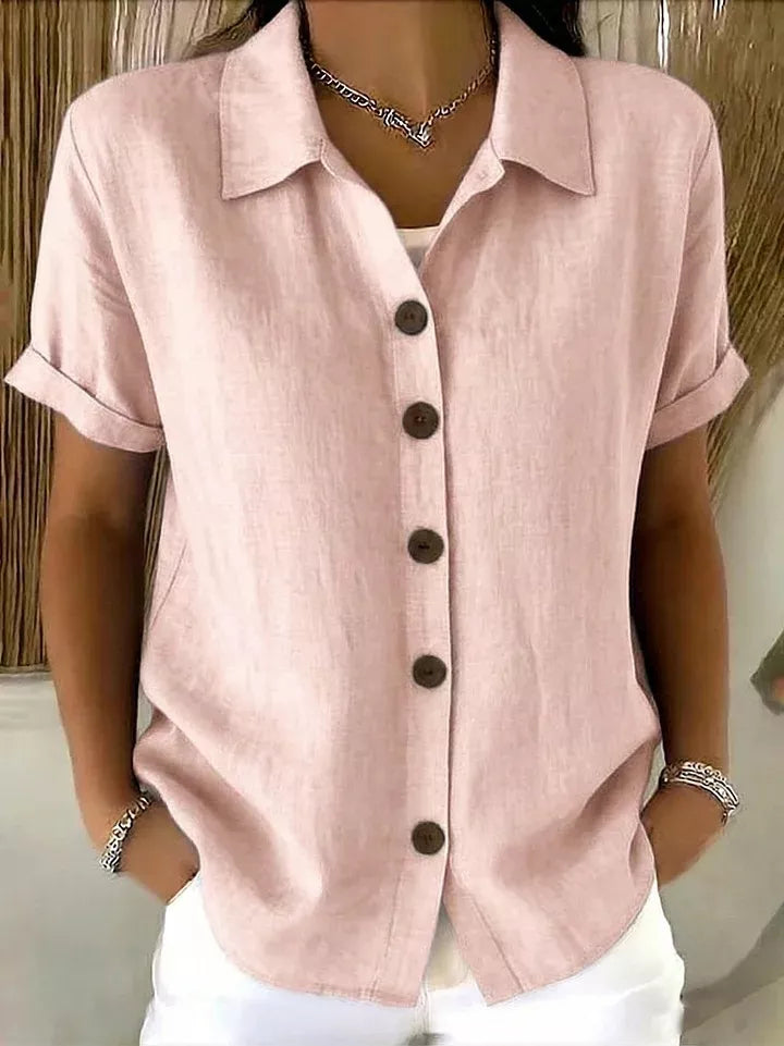 Full Size Button-Down Short Sleeve Shirt Plus Size - Lilixa.store