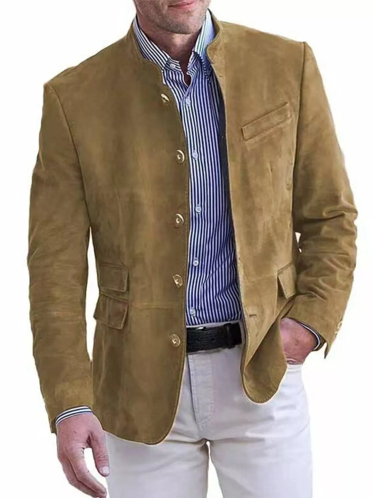 Men's Full Size Button Up Long Sleeve Blazer Plus Size - Lilixa.store