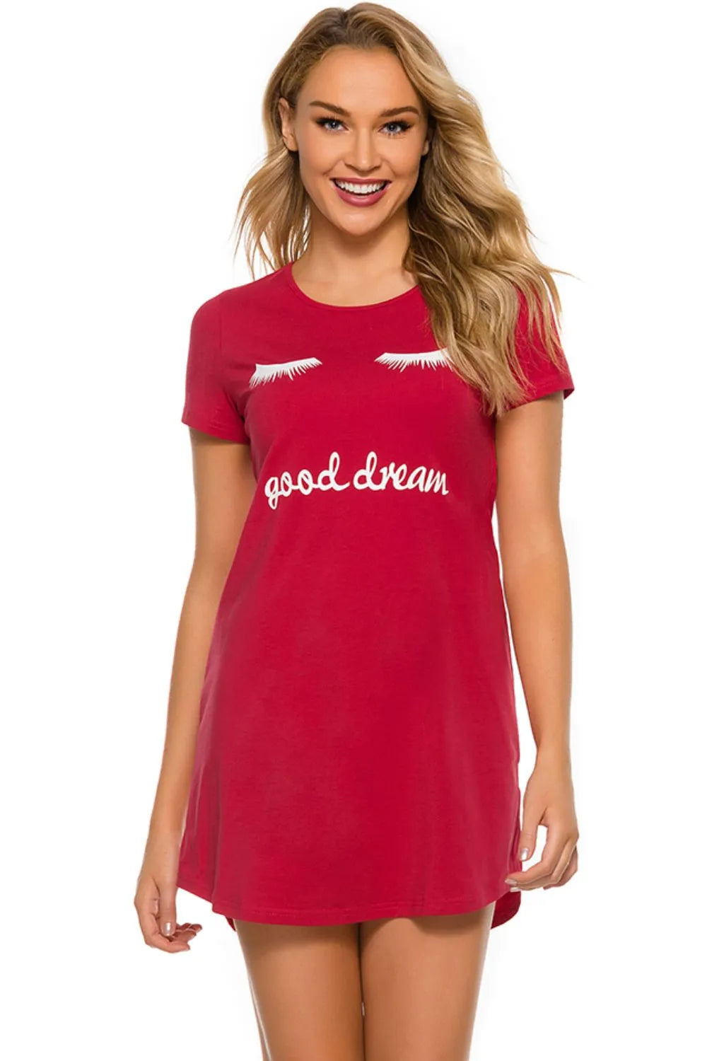 Graphic Round Neck Short Sleeve Lounge Dress - Lilixa.store