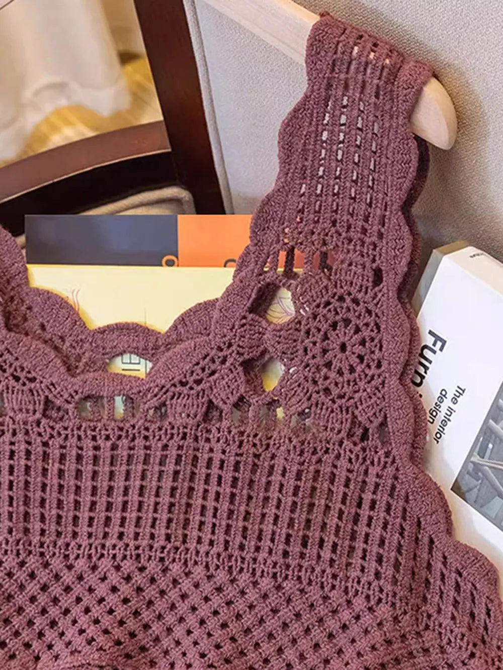 Openwork Scoop Neck Tank - Lilixa.store