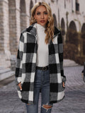 Plaid Collared Neck Coat with Pockets - Lilixa.store