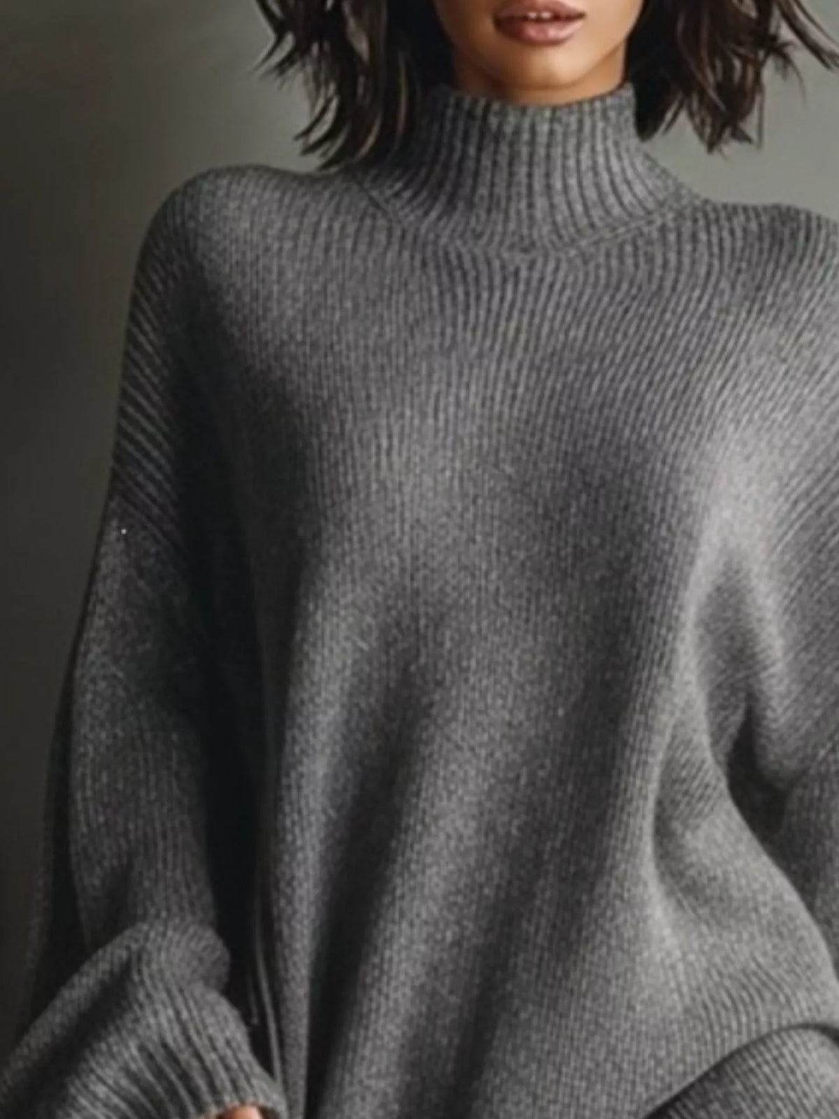 Oversized Mock Neck Long Sleeve Sweater Dress, view 6