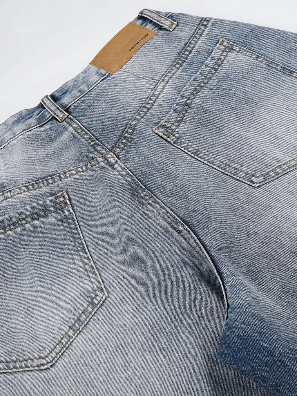 Men's High-Waisted Asymmetric Button-Fly Wide-Leg Denim Capris - Lilixa.store