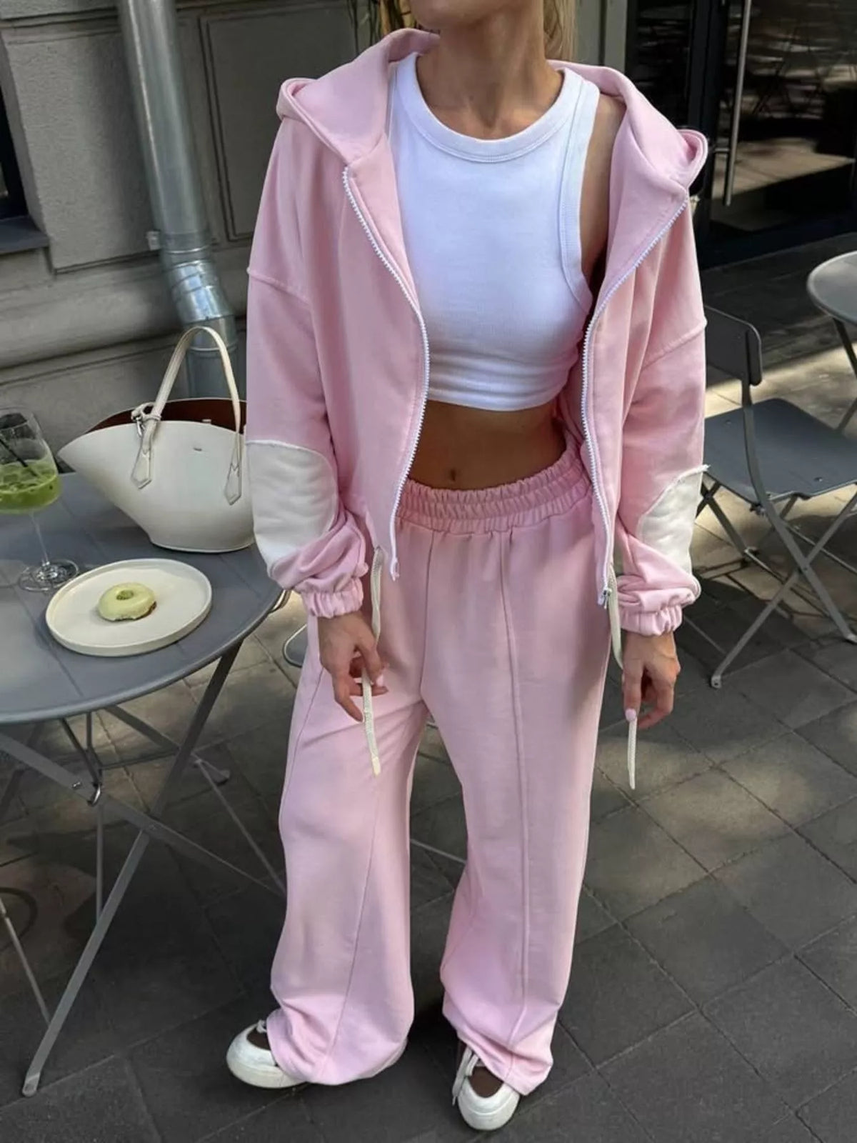 Zip Up Hoodie and Wide-Leg Pants Set - Lilixa.store