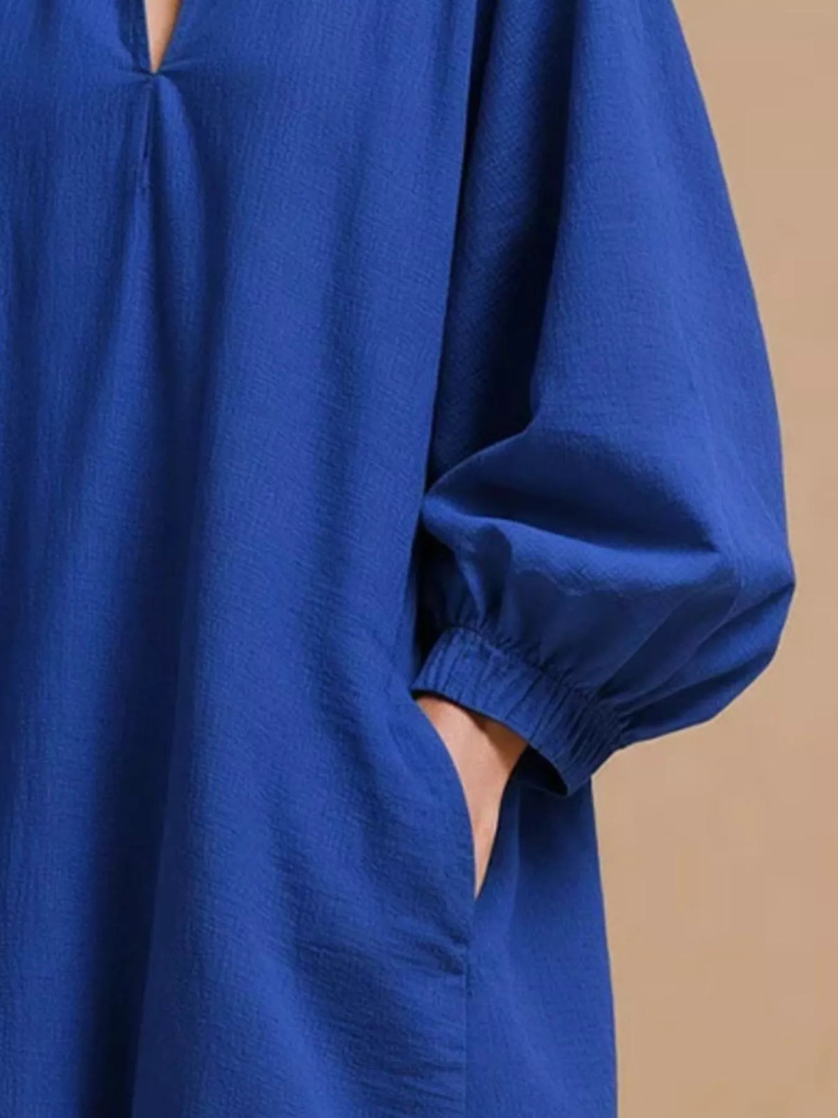 Casual Loose-Fit Balloon Sleeve Mini Dress with Pockets, view 6