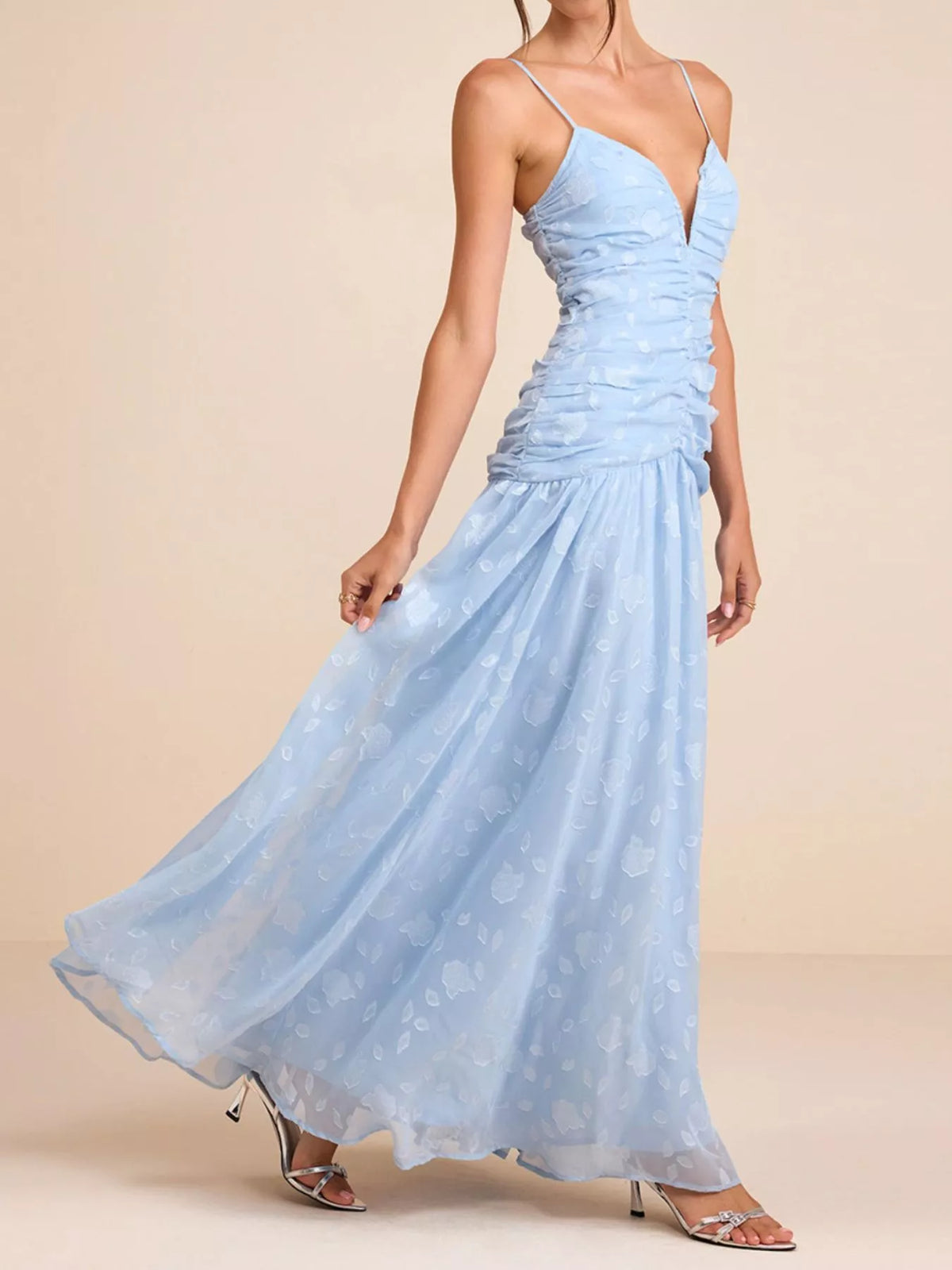 Ruched Spaghetti Strap Maxi Dress - Lilixa.store