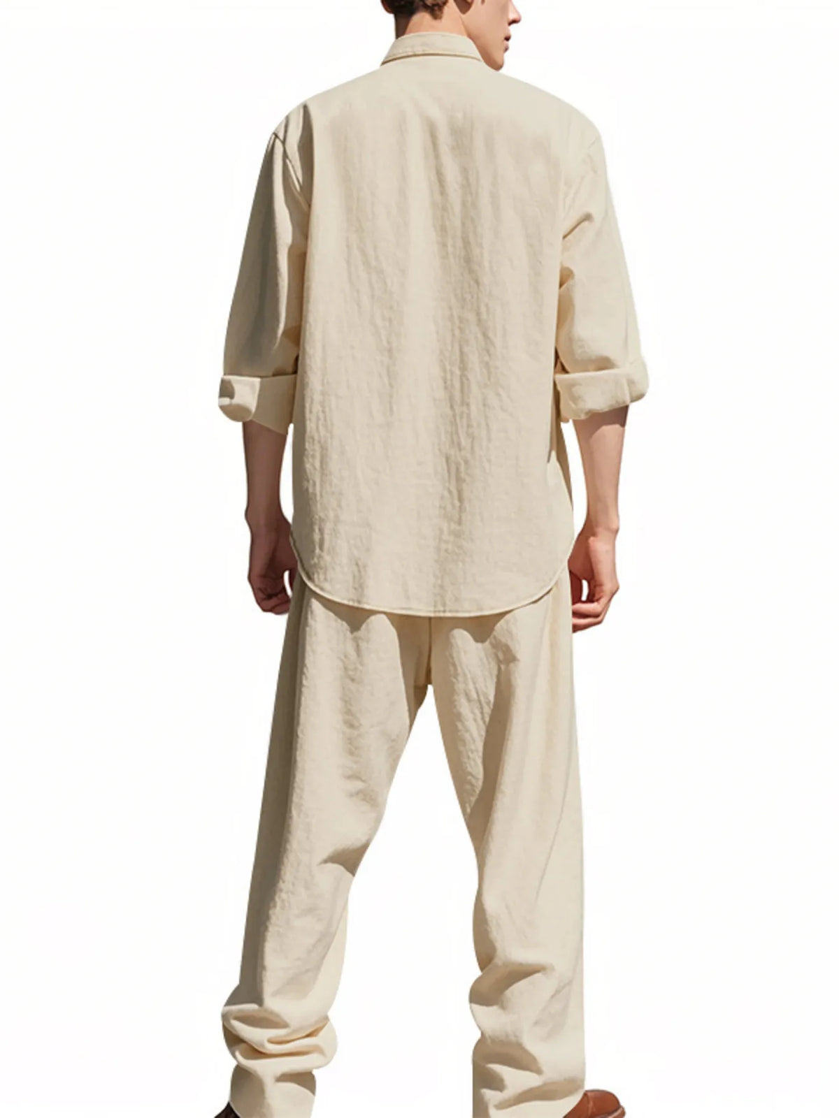 Men's Full Size Button Up Shirt and Pants Set Plus Size, view 5