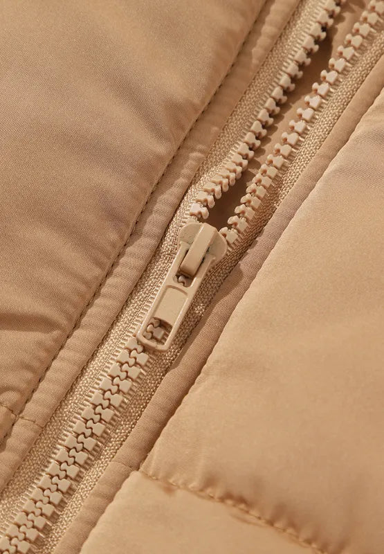 Zip Up Vest Coat with Pockets in Tan, view 10