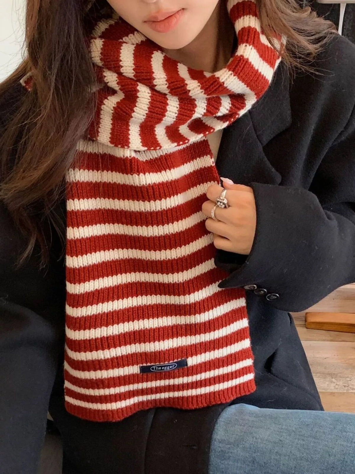 100% Wool Striped Knitted Winter Scarf - Lilixa.store