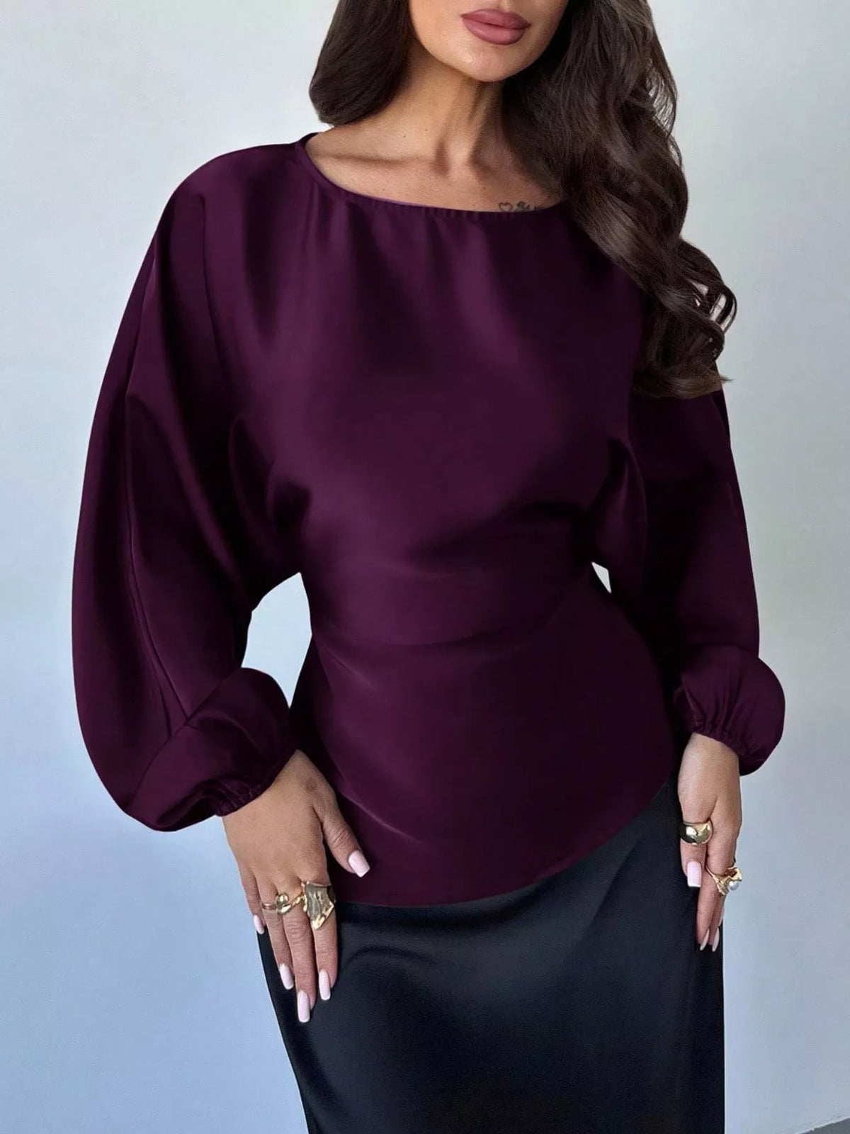 Polka Dot Round Neck Blouse - Lilixa.store