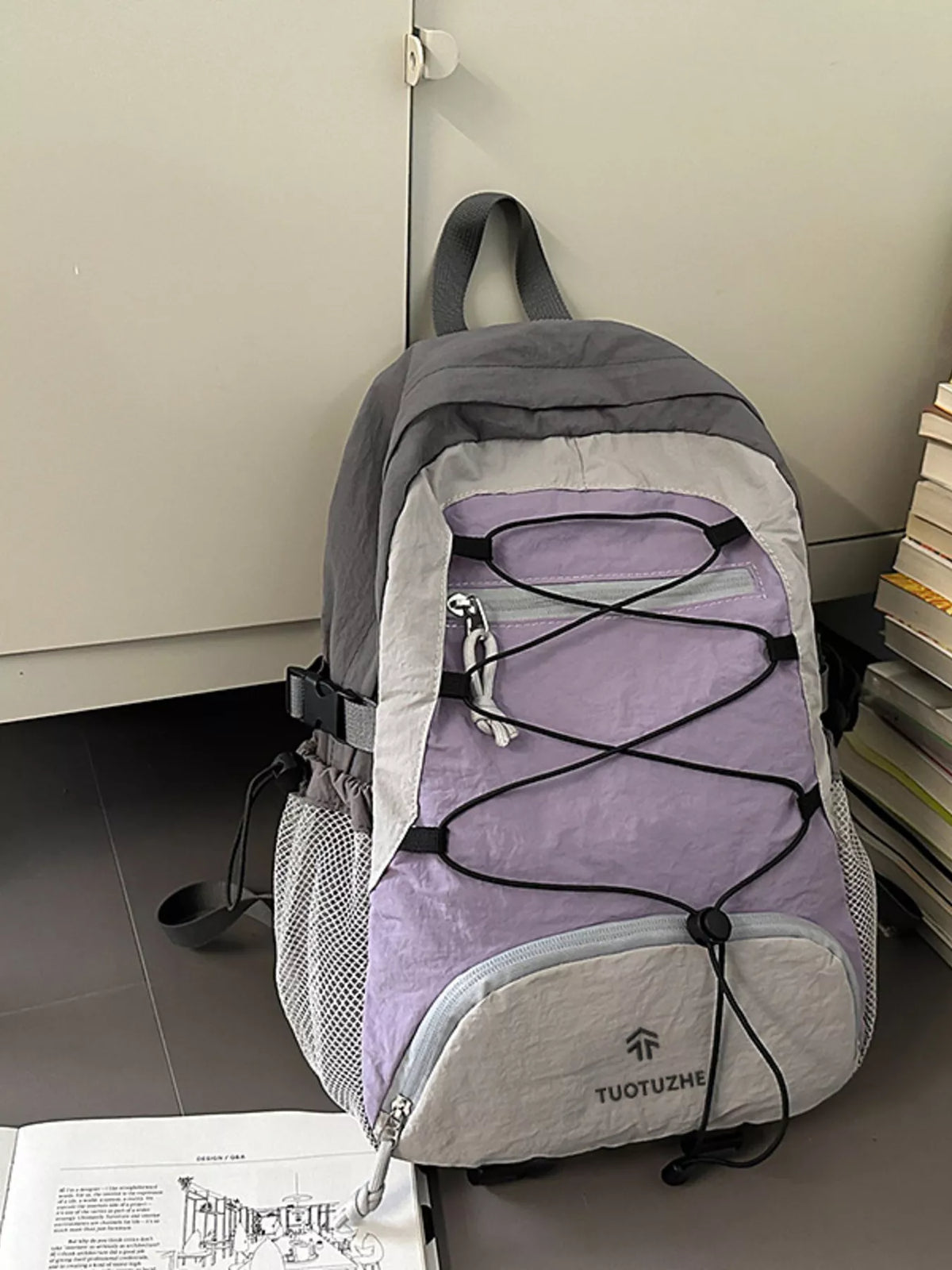 Color Block Lightweight Backpack Bag - Lilixa.store