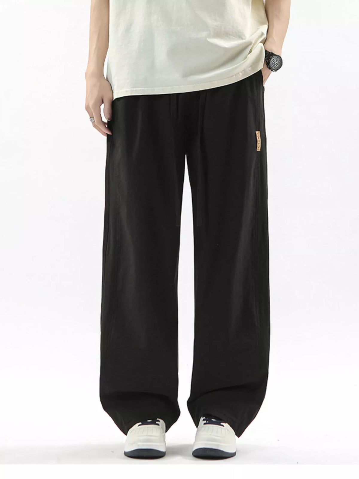 Men's Full Size Loose Fit Drawstring Wide Leg Pants Plus Size, view 2