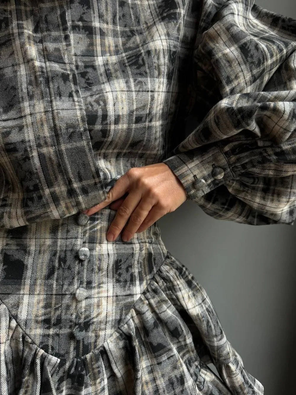 Lantern Sleeve Shirt and Ruffled Skirt Set - Lilixa.store