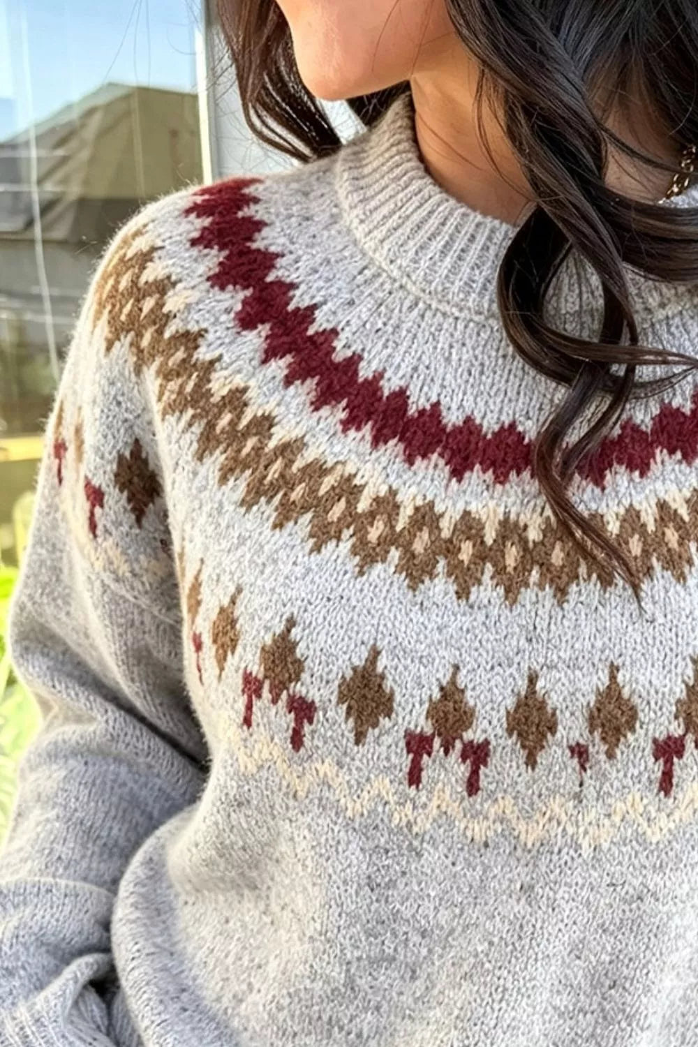 Fair Isle Patterned Crew Neck Sweater