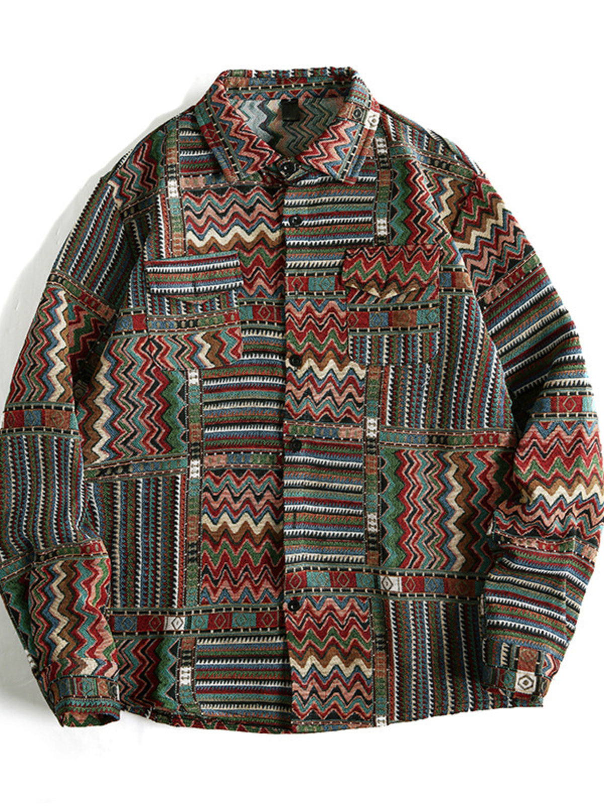 Men's Geometric Button Up Shacket - Lilixa.store