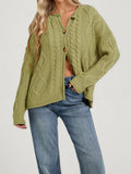 Cable-Knit Button-Down Cardigan - Lilixa.store
