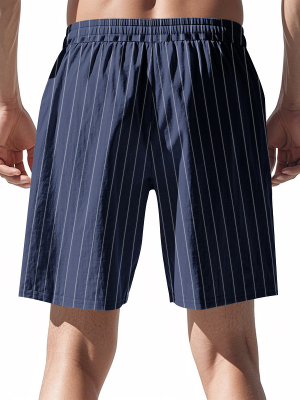 Men's Full Size Striped Drawstring Casual Shorts Plus Size, view 2