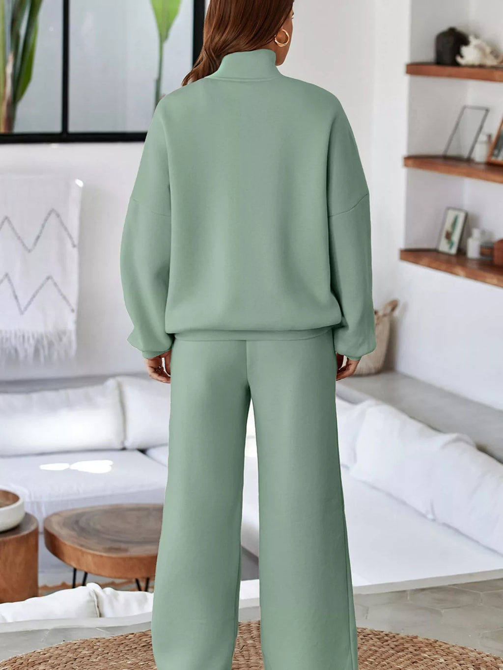 Drop Shoulder Zip Up Jacket and Drawstring Pants Active 2pcs Set - Lilixa.store