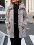 Pocketed Collared Neck Long Sleeve Plush Jacket - Lilixa.store