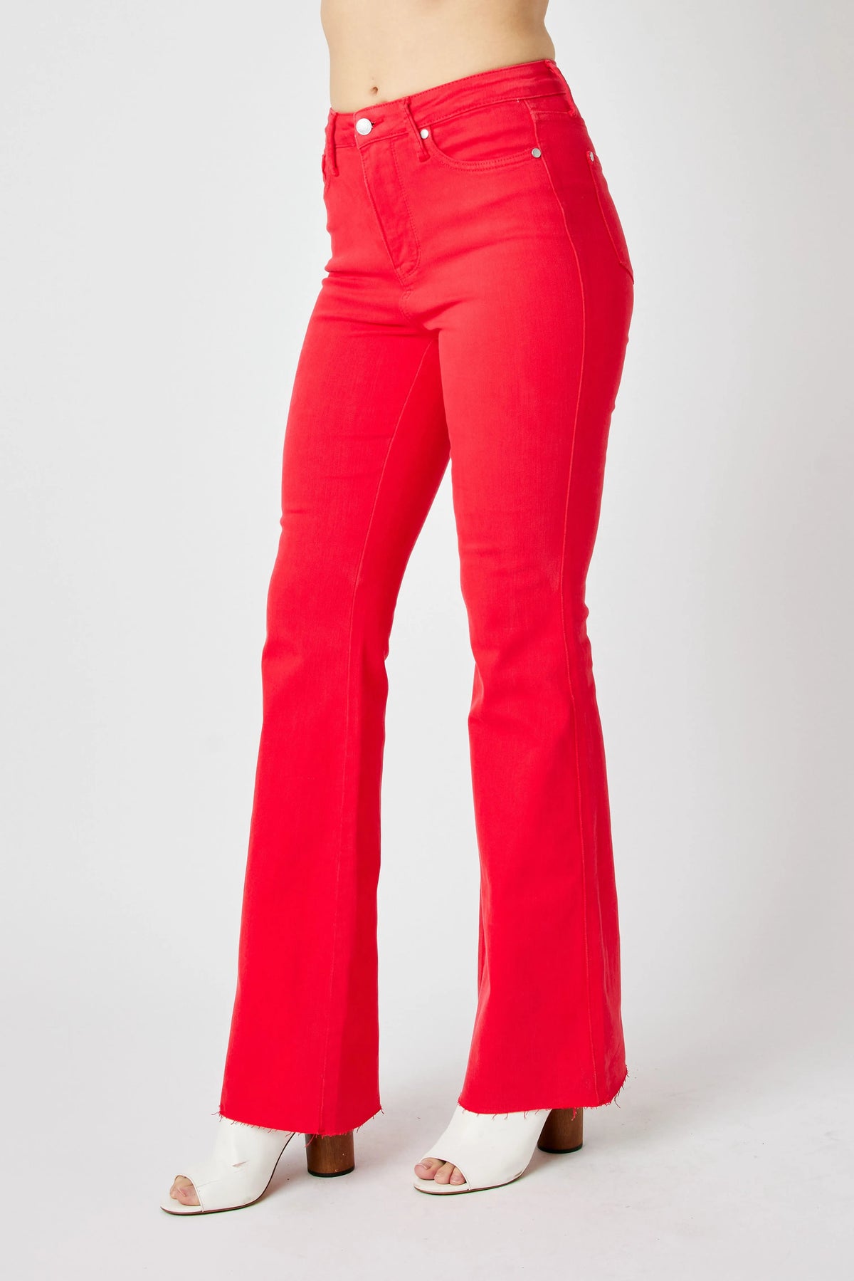 Judy Blue Full Size Hw Tummy Control Garment Dyed Flare Jeans Plus Size - Lilixa.store