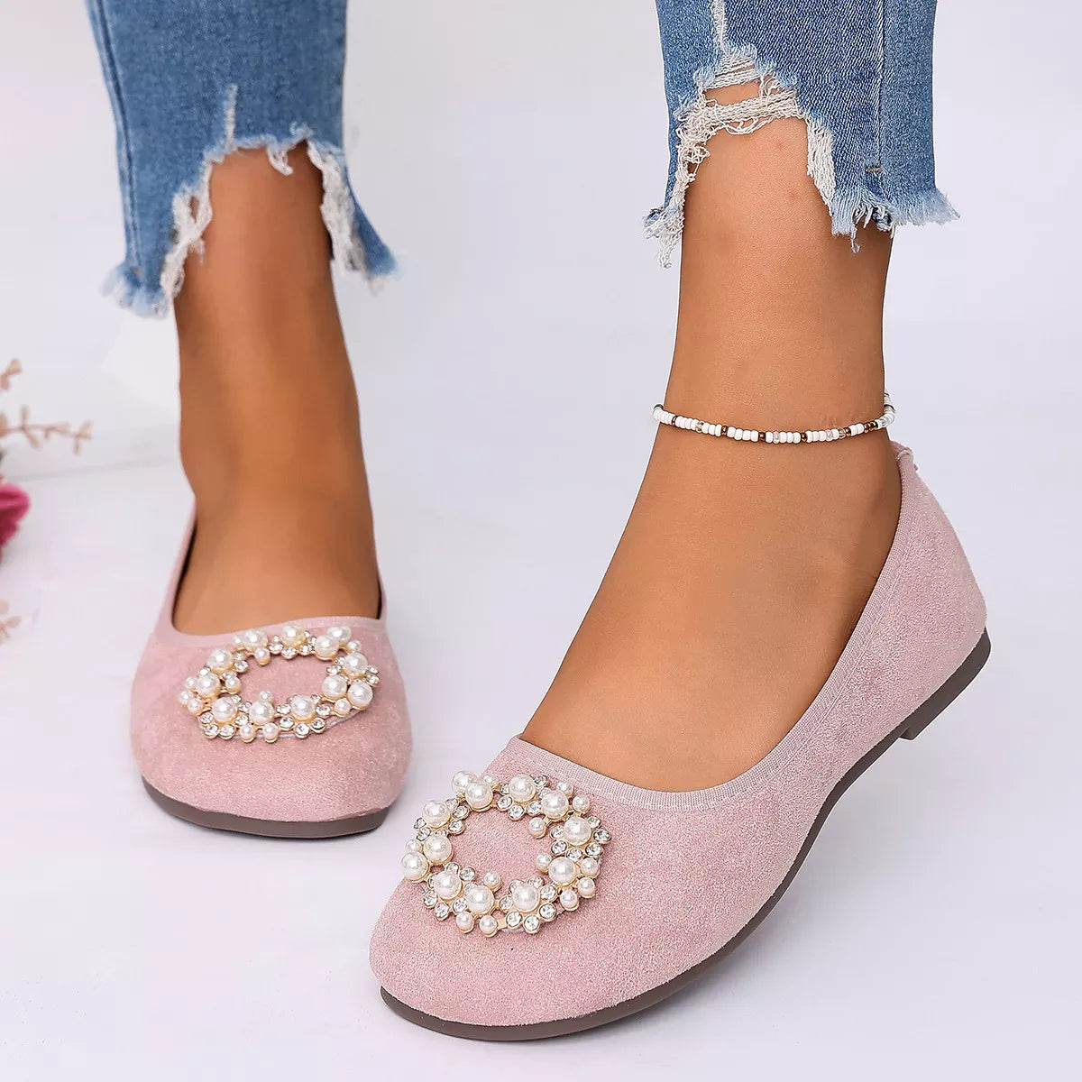 Pearl Embellished Slip-Ons - Lilixa.store
