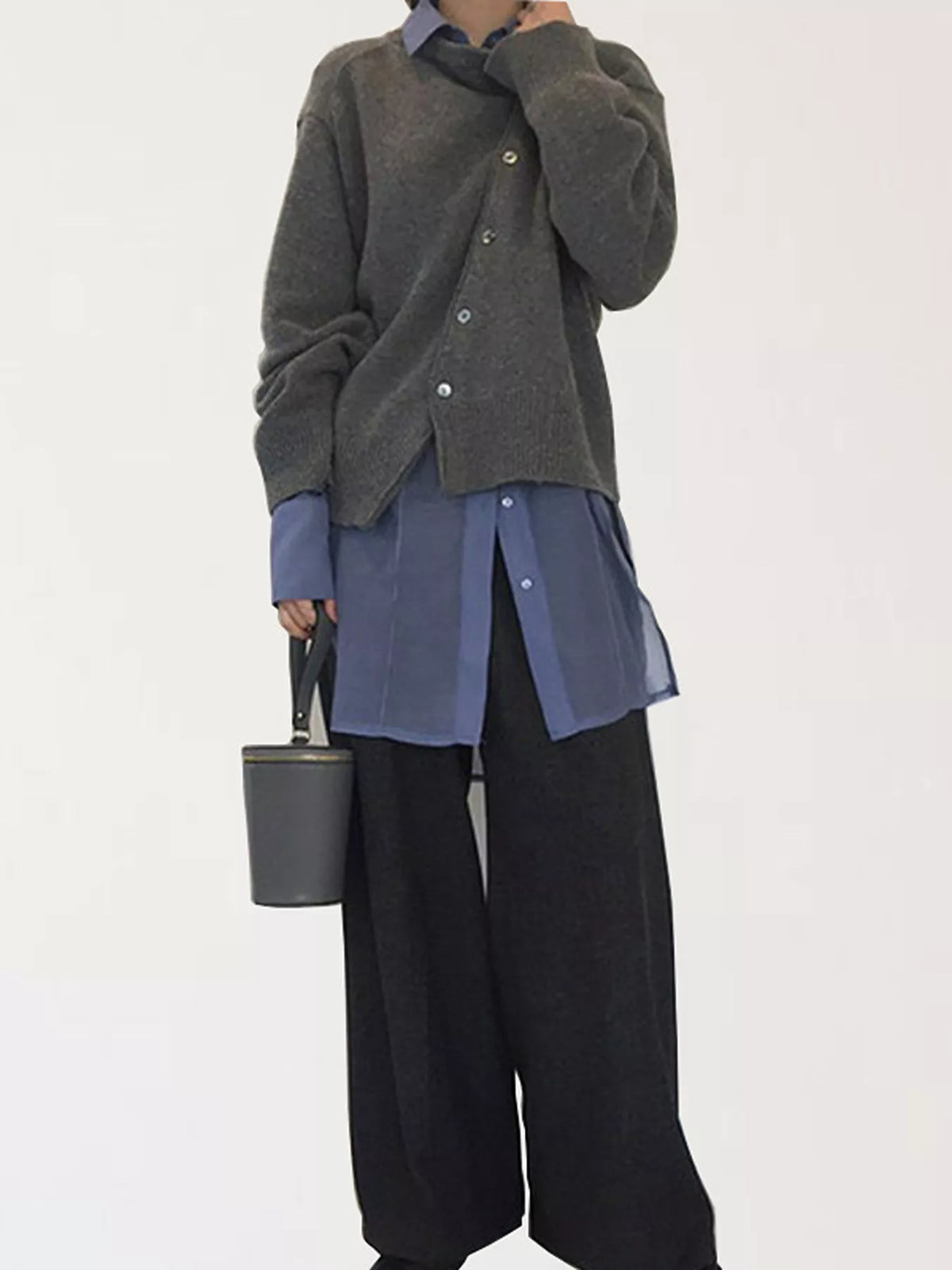 Asymmetric Button-Down Sweater