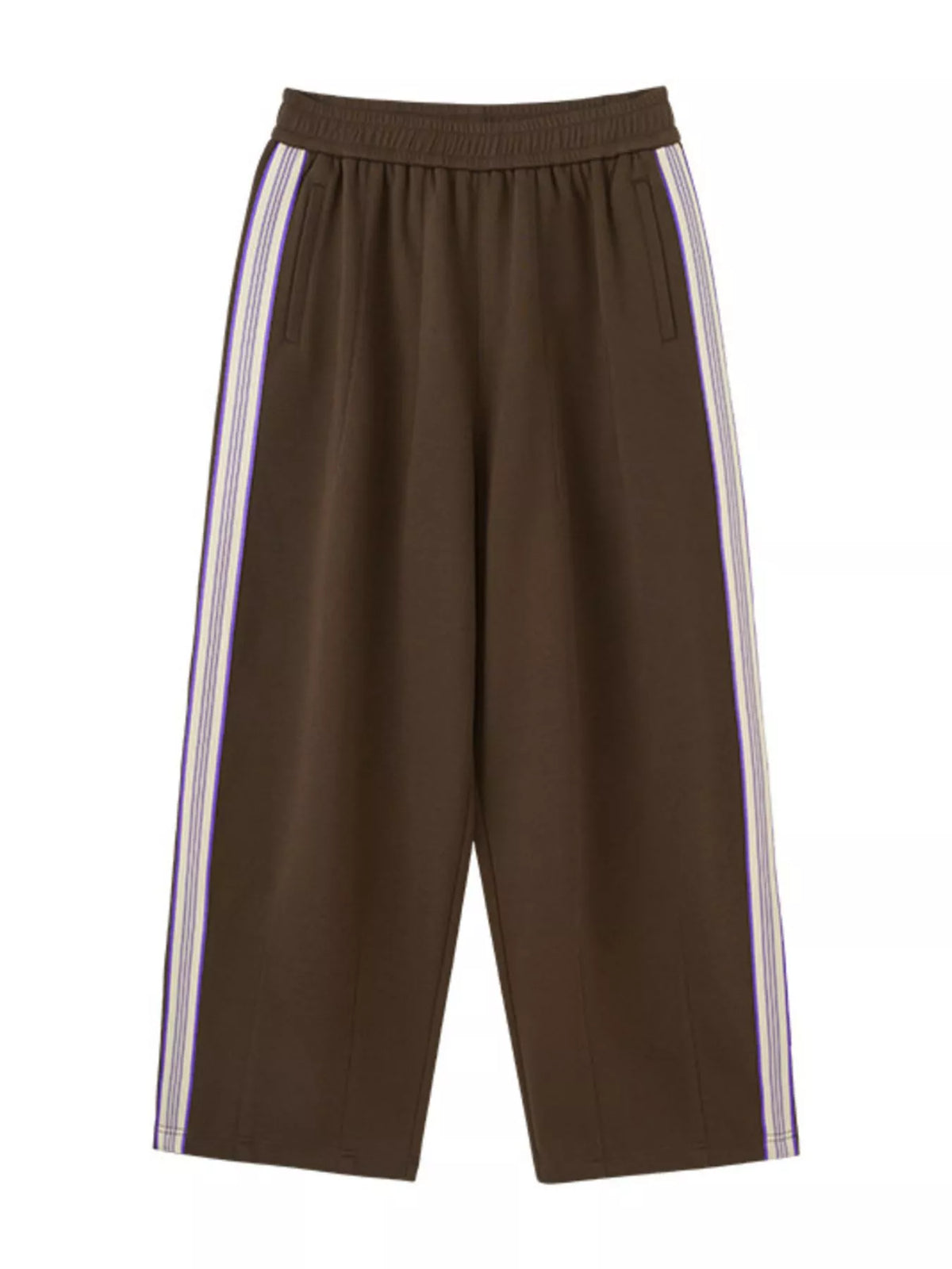 Men's Side Striped Wide Leg Pants in Brown