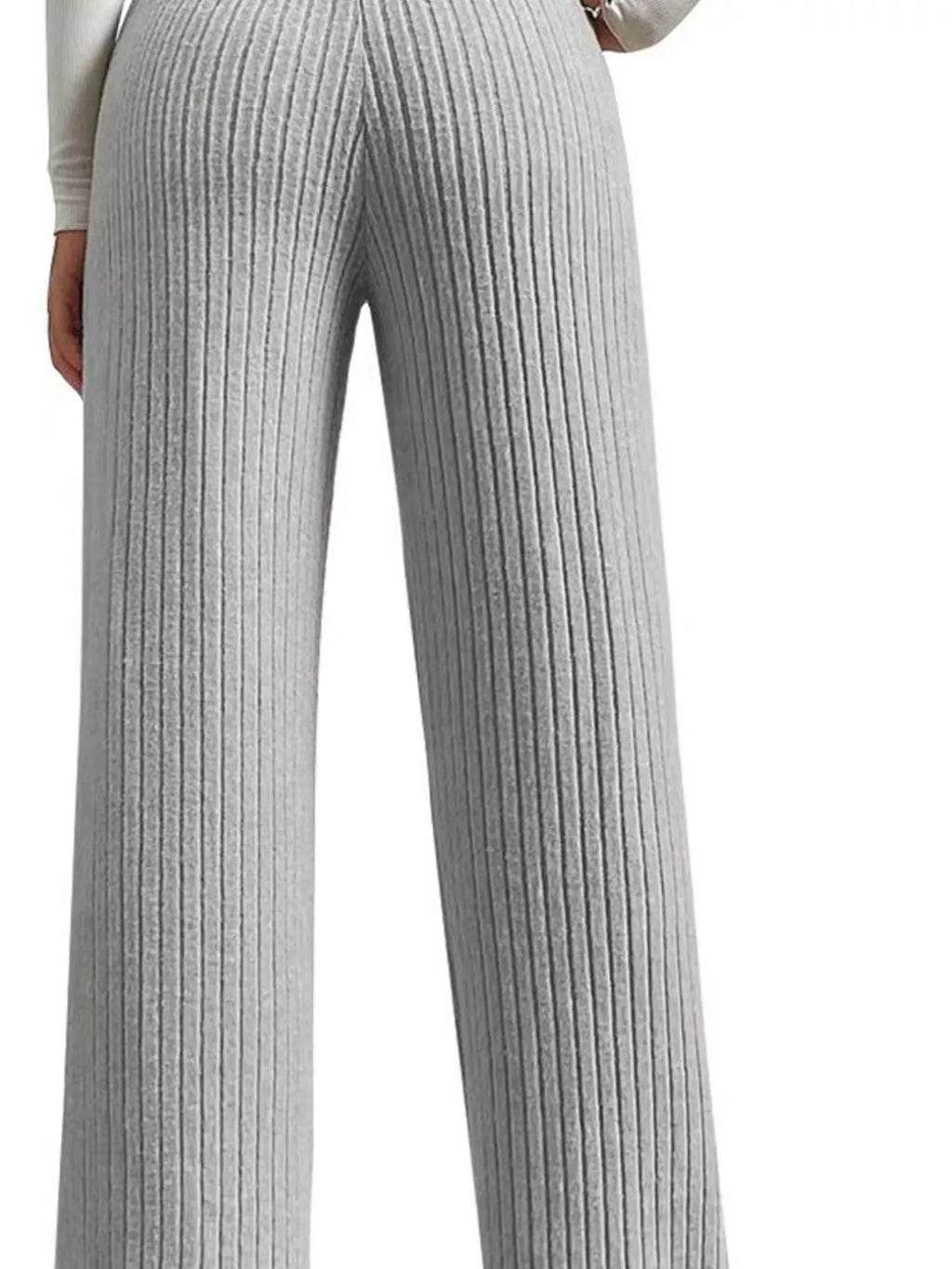 Ribbed Knit Wide-Leg Sweater Pants - Lilixa.store