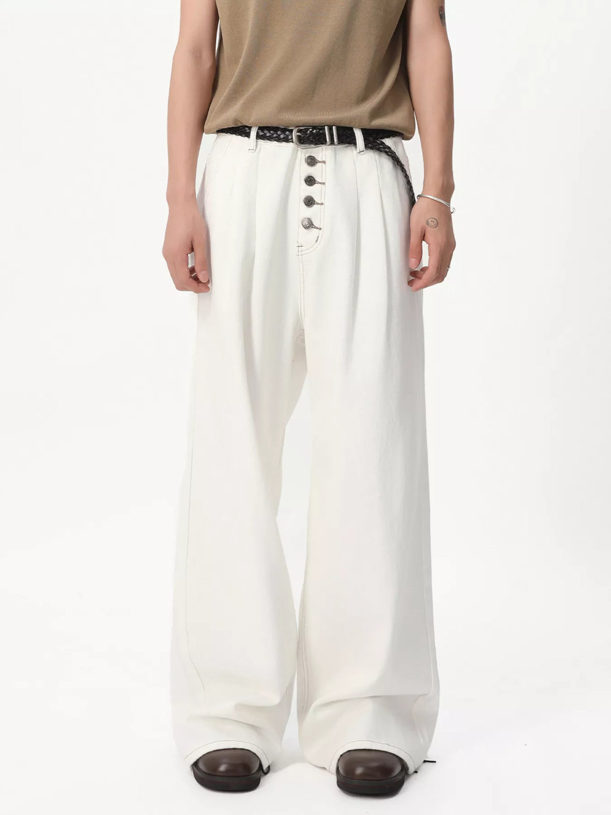 Men's Button-Fly Wide Leg Jeans - Lilixa.store