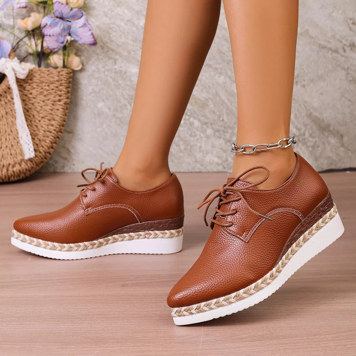 Point Toe Lace Up Sneakers - Lilixa.store
