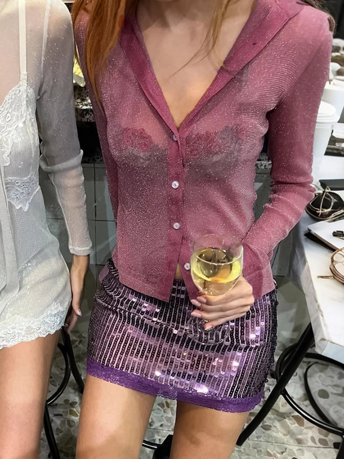 Button Down Long Sleeve Shirt with Scarf, view 15