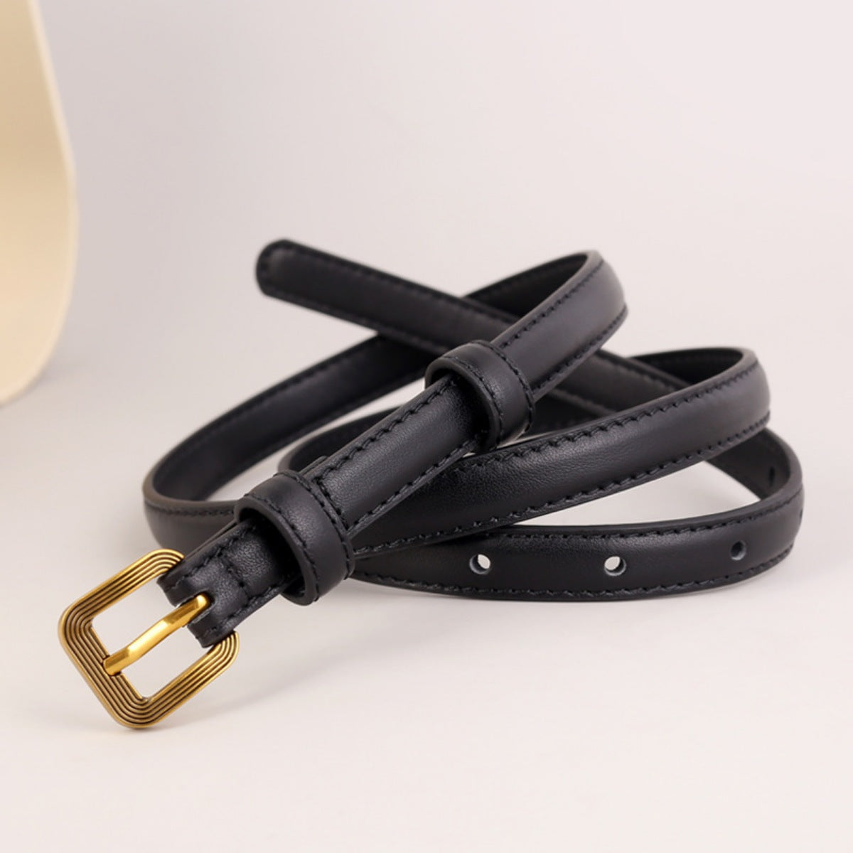 Leather Skinny Belt with Buckle - Lilixa.store